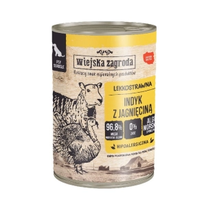 Wiejska Zagroda indyk z jagnięciną puszka 400g/800g - mokra karma dla psów