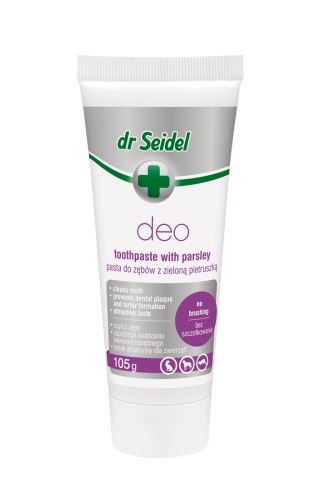 sklep-zoologiczny-psokoty-Dr-Seidel-Pasta-do-zebow-DEO-z-zielona-pietruszka-105g-dla-psow-i-kotow