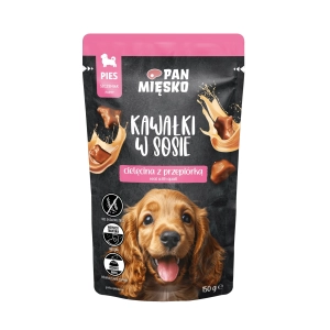 Pan Mięsko w sosie Cielęcina z przepiórką 150g - mokra karma dla szczeniąt