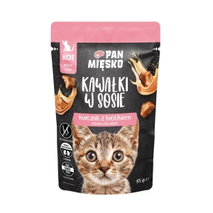 Pan Mięsko w sosie Kurczak z Królikiem 85g - mokra karma dla kociąt
