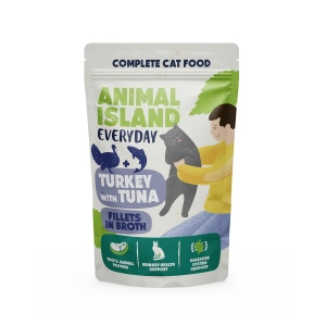 Animal Island saszetka Szarpany filet w bulionie indyk tuńczyk 85g - mokra karma dla kota