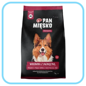 Pan Mięsko Wołowina z jagnięciną 1kg- półwilgotna karma dla psa
